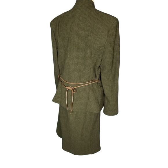 Lea Rome Wool Blend Skirt Suit Made in France Dark Green Size 42 - Picture 4 of 4